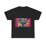 Unisex Heavy Cotton Tee with Colorful Dog Design, Pet Lover Gift, Fun Graphic Tee, Animal Art Shirt, Vibrant Casual Wear