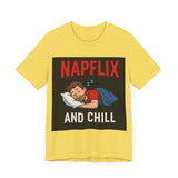 Napflix and Chill Unisex Jersey Tee, Comfortable Lounge T-Shirt, Gift for Nap Lovers, Cozy Sleep Shirt for Relaxation, Perfect for [...]