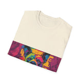 Colorful Dog Art Unisex Softstyle T-Shirt, Pet Lover Gift, Casual Wear, Unique Animal Tee, Vibrant Graphic T-Shirt