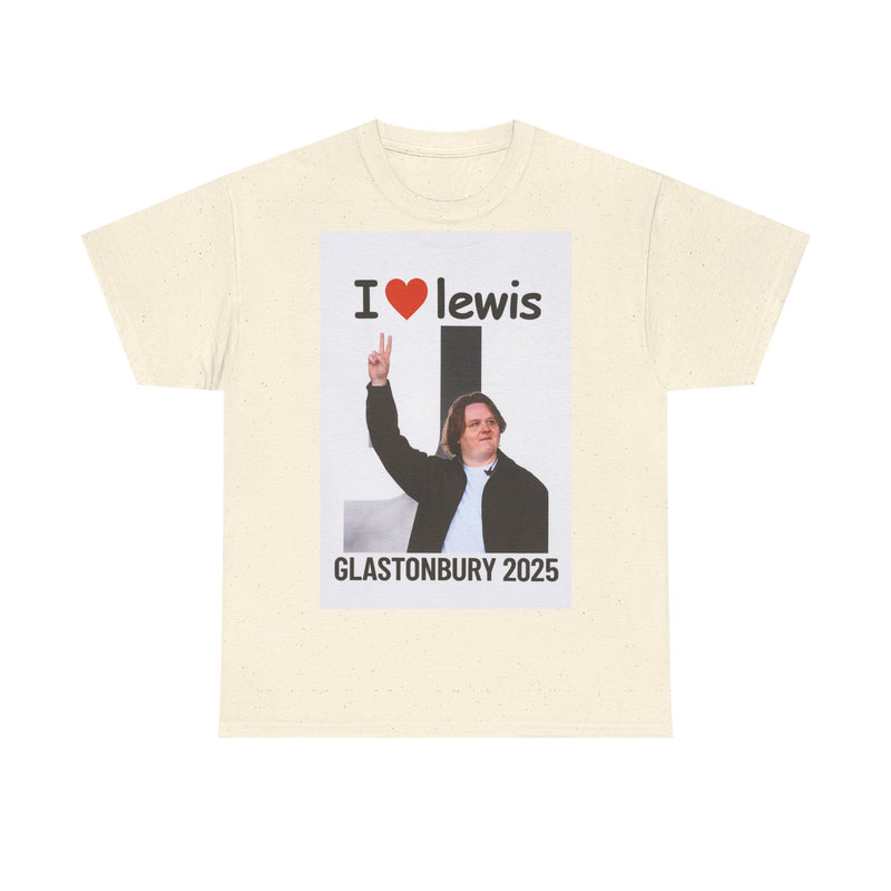 I  Lewis Glastonbury 2025 Unisex Heavy Cotton Tee | Festival Shirt, Concert Apparel, Fan Merchandise, Gift for Music Lovers, Casual Wear