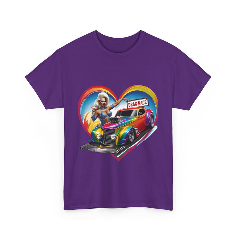 Retro Drag Race Unisex Heavy Cotton Tee, Car Lover Shirt, Vintage Auto Apparel, Gift for Him/Her, Racing Fan Clothes