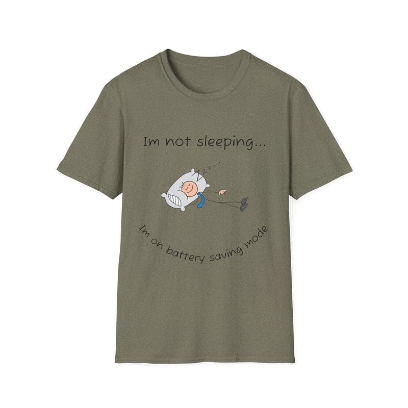 Funny Battery Saving Mode T-Shirt, Unisex Humor Tee, Gift for Friends, Sleepy Shirt, Casual Wear, Unique Graphic Tee
