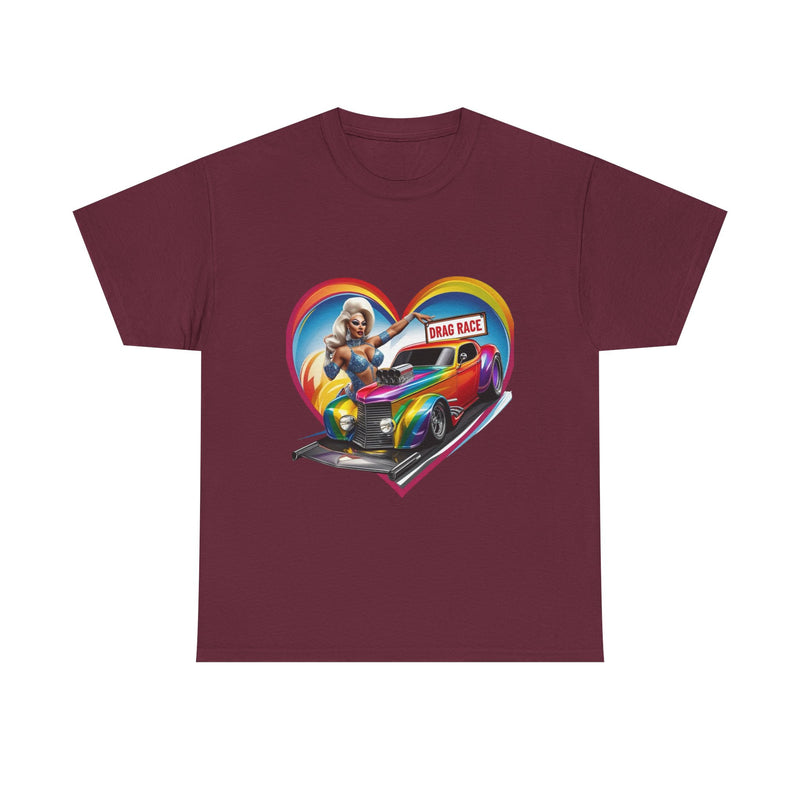 Retro Drag Race Unisex Heavy Cotton Tee, Car Lover Shirt, Vintage Auto Apparel, Gift for Him/Her, Racing Fan Clothes