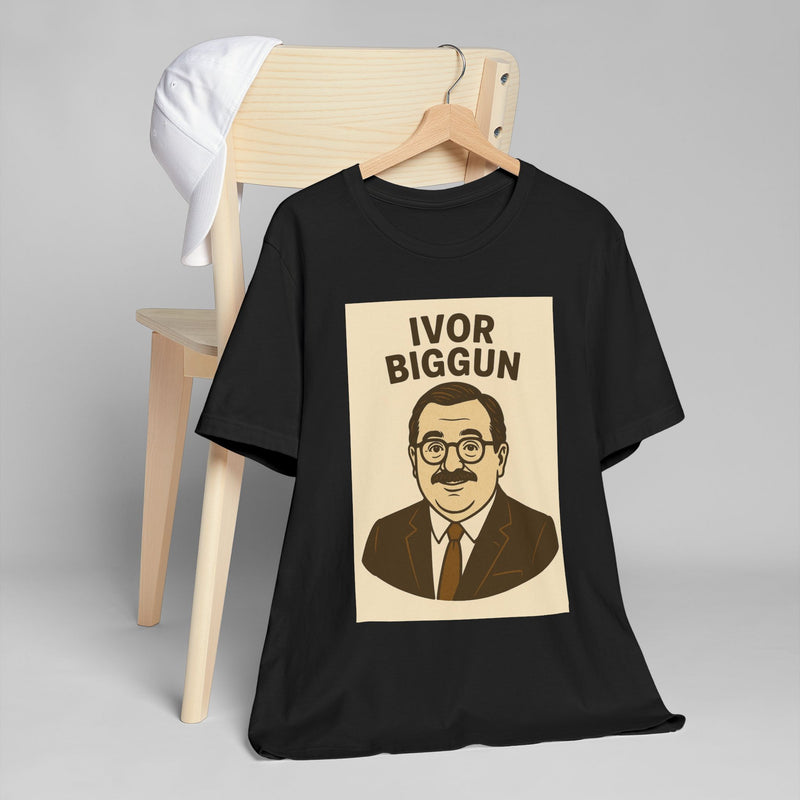 Ivor Biggun Unisex Jersey T-Shirt, Funny Graphic Tee, Gift for Men, Retro Humor Shirt, Casual Wear, Comedy Apparel