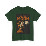 To the Moon Unisex Heavy Cotton Tee, Bitcoin Rocket Tee, Cryptocurrency Gift, Space-Themed Shirt, Fun Graphic T-Shirt