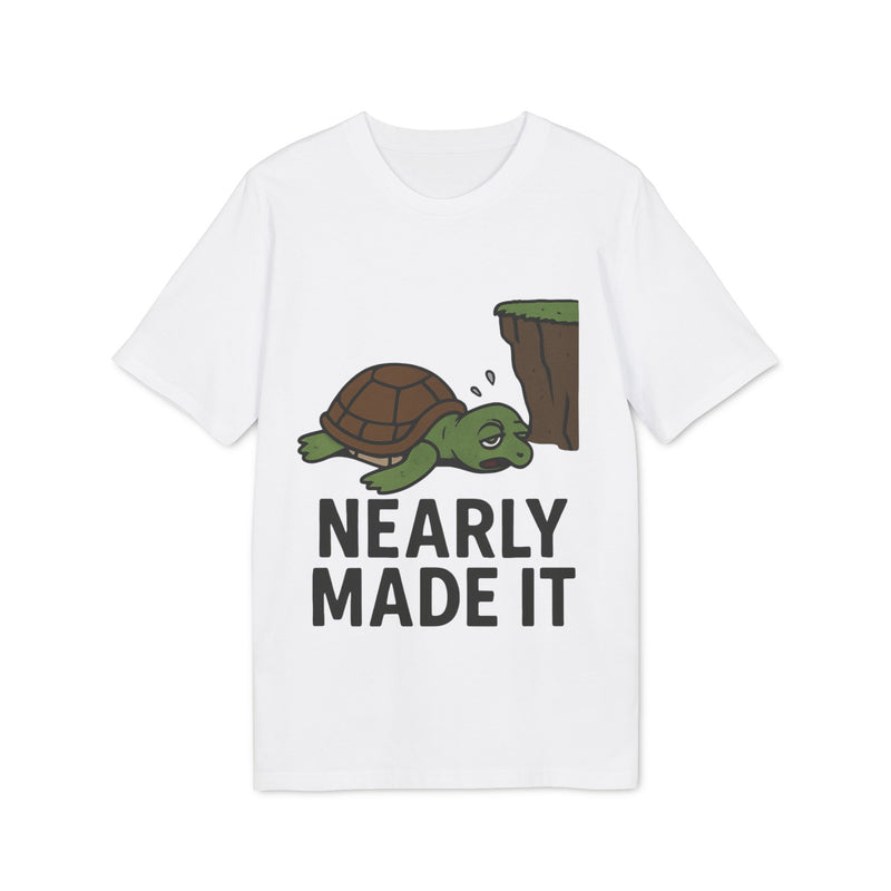 Nearly Made It Unisex T-Shirt - Cute Turtle Design, Funny Graphic Tee, Gift for Creators, Casual Wear, Motivational Apparel