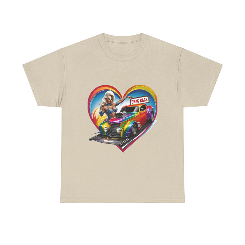 Retro Drag Race Unisex Heavy Cotton Tee, Car Lover Shirt, Vintage Auto Apparel, Gift for Him/Her, Racing Fan Clothes