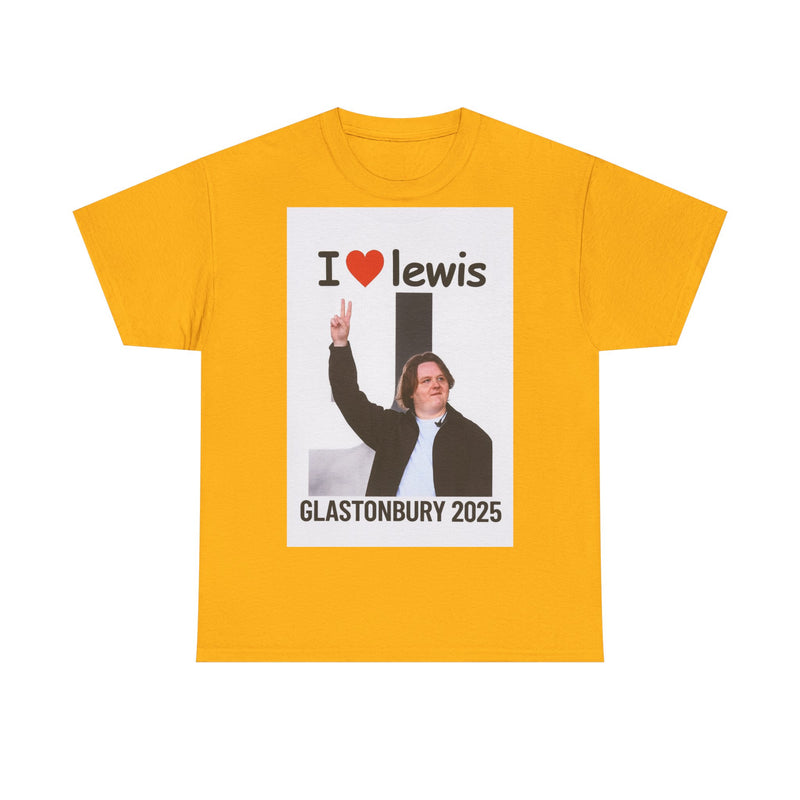I  Lewis Glastonbury 2025 Unisex Heavy Cotton Tee | Festival Shirt, Concert Apparel, Fan Merchandise, Gift for Music Lovers, Casual Wear