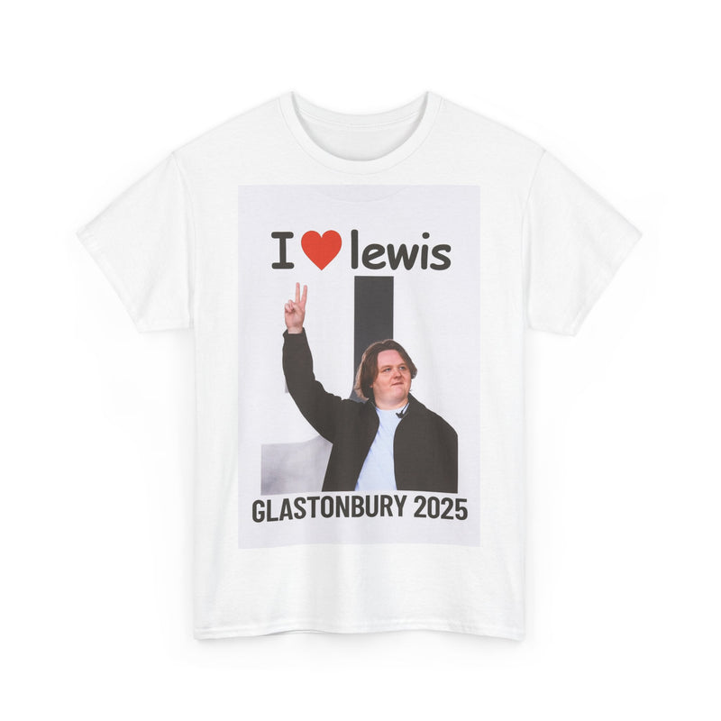 I  Lewis Glastonbury 2025 Unisex Heavy Cotton Tee | Festival Shirt, Concert Apparel, Fan Merchandise, Gift for Music Lovers, Casual Wear