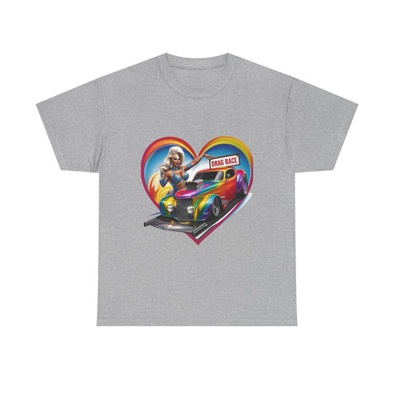 Retro Drag Race Unisex Heavy Cotton Tee, Car Lover Shirt, Vintage Auto Apparel, Gift for Him/Her, Racing Fan Clothes