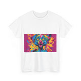 Unisex Heavy Cotton Tee with Colorful Dog Design, Pet Lover Gift, Fun Graphic Tee, Animal Art Shirt, Vibrant Casual Wear