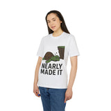 Nearly Made It Unisex T-Shirt - Cute Turtle Design, Funny Graphic Tee, Gift for Creators, Casual Wear, Motivational Apparel