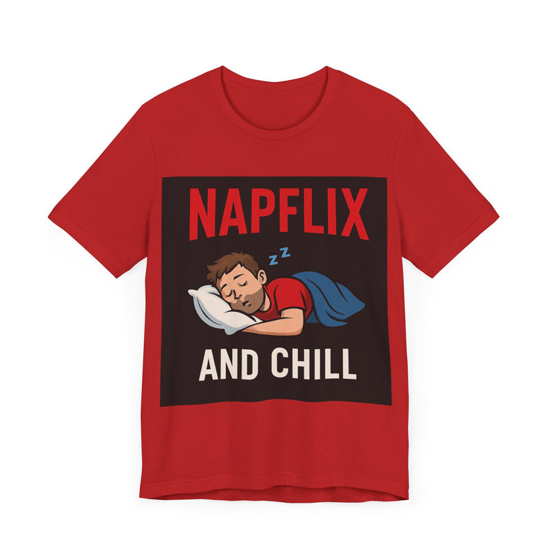Napflix and Chill Unisex Jersey Tee, Comfortable Lounge T-Shirt, Gift for Nap Lovers, Cozy Sleep Shirt for Relaxation, Perfect for [...]