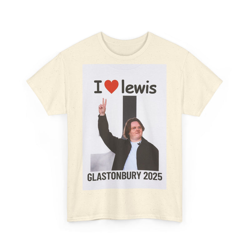 I  Lewis Glastonbury 2025 Unisex Heavy Cotton Tee | Festival Shirt, Concert Apparel, Fan Merchandise, Gift for Music Lovers, Casual Wear