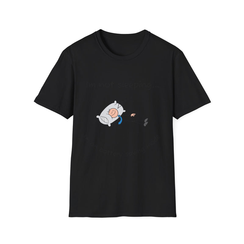 Funny Battery Saving Mode T-Shirt, Unisex Humor Tee, Gift for Friends, Sleepy Shirt, Casual Wear, Unique Graphic Tee