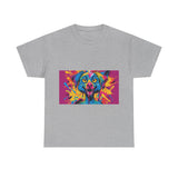 Unisex Heavy Cotton Tee with Colorful Dog Design, Pet Lover Gift, Fun Graphic Tee, Animal Art Shirt, Vibrant Casual Wear