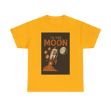To the Moon Unisex Heavy Cotton Tee, Bitcoin Rocket Tee, Cryptocurrency Gift, Space-Themed Shirt, Fun Graphic T-Shirt