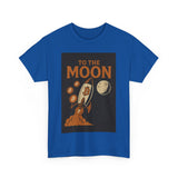 To the Moon Unisex Heavy Cotton Tee, Bitcoin Rocket Tee, Cryptocurrency Gift, Space-Themed Shirt, Fun Graphic T-Shirt
