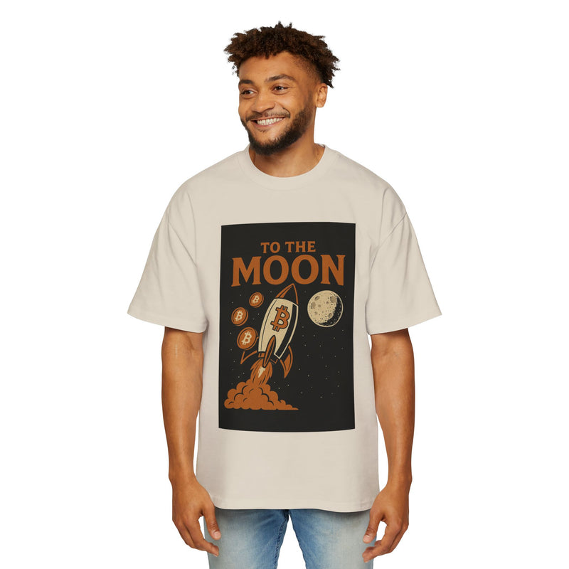 Men's Oversized Tee - "To The Moon" Design | Bitcoin Apparel, Crypto Gift, Space-Themed Shirt, Trendy Streetwear, Retro Graphic Tee