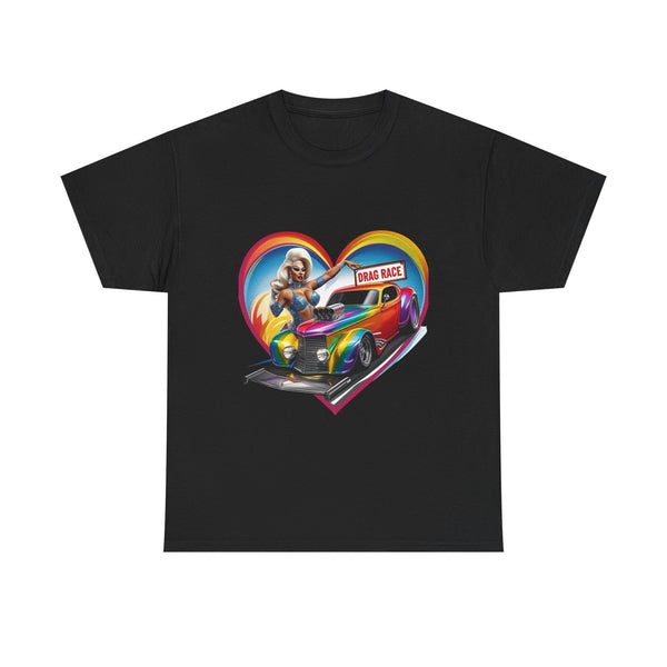 Retro Drag Race Unisex Heavy Cotton Tee, Car Lover Shirt, Vintage Auto Apparel, Gift for Him/Her, Racing Fan Clothes