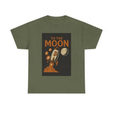 To the Moon Unisex Heavy Cotton Tee, Bitcoin Rocket Tee, Cryptocurrency Gift, Space-Themed Shirt, Fun Graphic T-Shirt