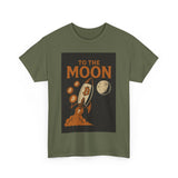 To the Moon Unisex Heavy Cotton Tee, Bitcoin Rocket Tee, Cryptocurrency Gift, Space-Themed Shirt, Fun Graphic T-Shirt