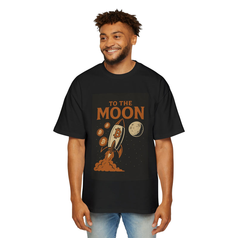 Men's Oversized Tee - "To The Moon" Design | Bitcoin Apparel, Crypto Gift, Space-Themed Shirt, Trendy Streetwear, Retro Graphic Tee