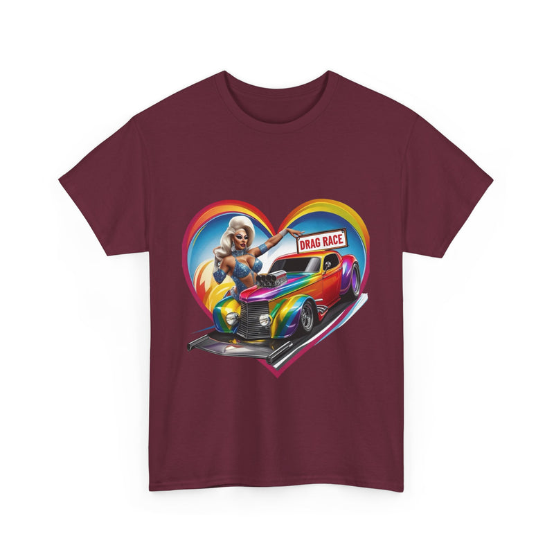 Retro Drag Race Unisex Heavy Cotton Tee, Car Lover Shirt, Vintage Auto Apparel, Gift for Him/Her, Racing Fan Clothes