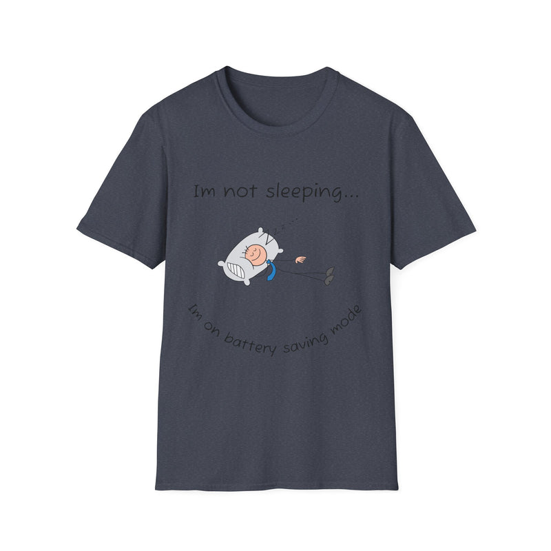 Funny Battery Saving Mode T-Shirt, Unisex Humor Tee, Gift for Friends, Sleepy Shirt, Casual Wear, Unique Graphic Tee
