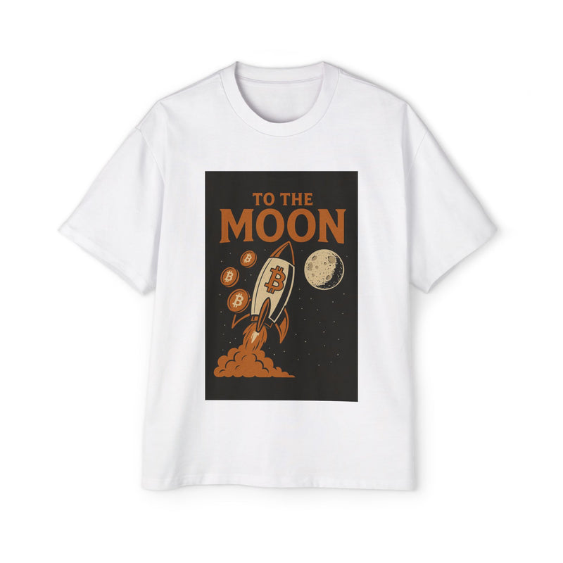 Men's Oversized Tee - "To The Moon" Design | Bitcoin Apparel, Crypto Gift, Space-Themed Shirt, Trendy Streetwear, Retro Graphic Tee