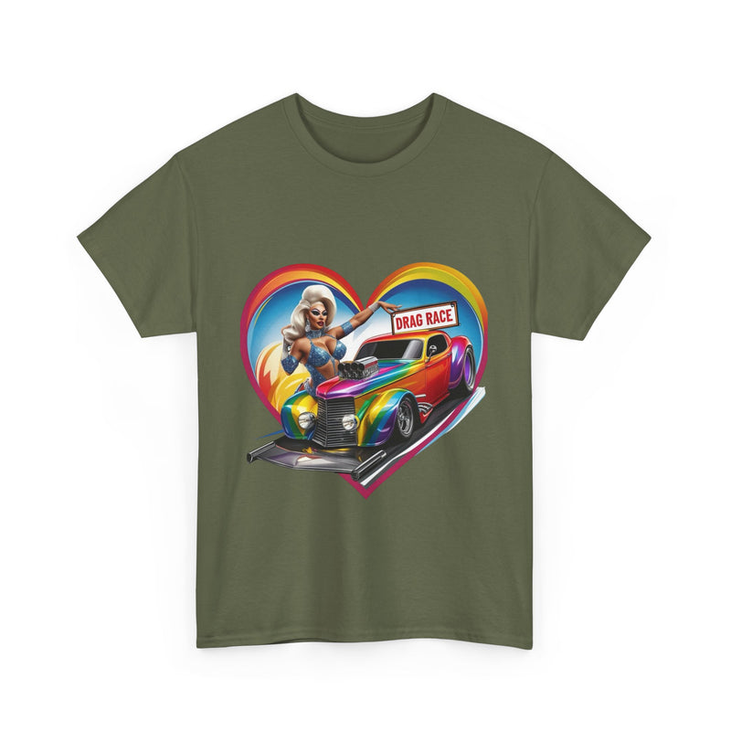 Retro Drag Race Unisex Heavy Cotton Tee, Car Lover Shirt, Vintage Auto Apparel, Gift for Him/Her, Racing Fan Clothes