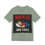 Napflix and Chill Unisex Jersey Tee, Comfortable Lounge T-Shirt, Gift for Nap Lovers, Cozy Sleep Shirt for Relaxation, Perfect for [...]