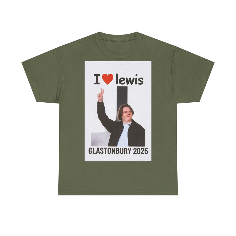 I  Lewis Glastonbury 2025 Unisex Heavy Cotton Tee | Festival Shirt, Concert Apparel, Fan Merchandise, Gift for Music Lovers, Casual Wear