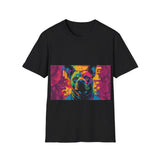 Colorful Dog Art Unisex Softstyle T-Shirt, Pet Lover Gift, Casual Wear, Unique Animal Tee, Vibrant Graphic T-Shirt