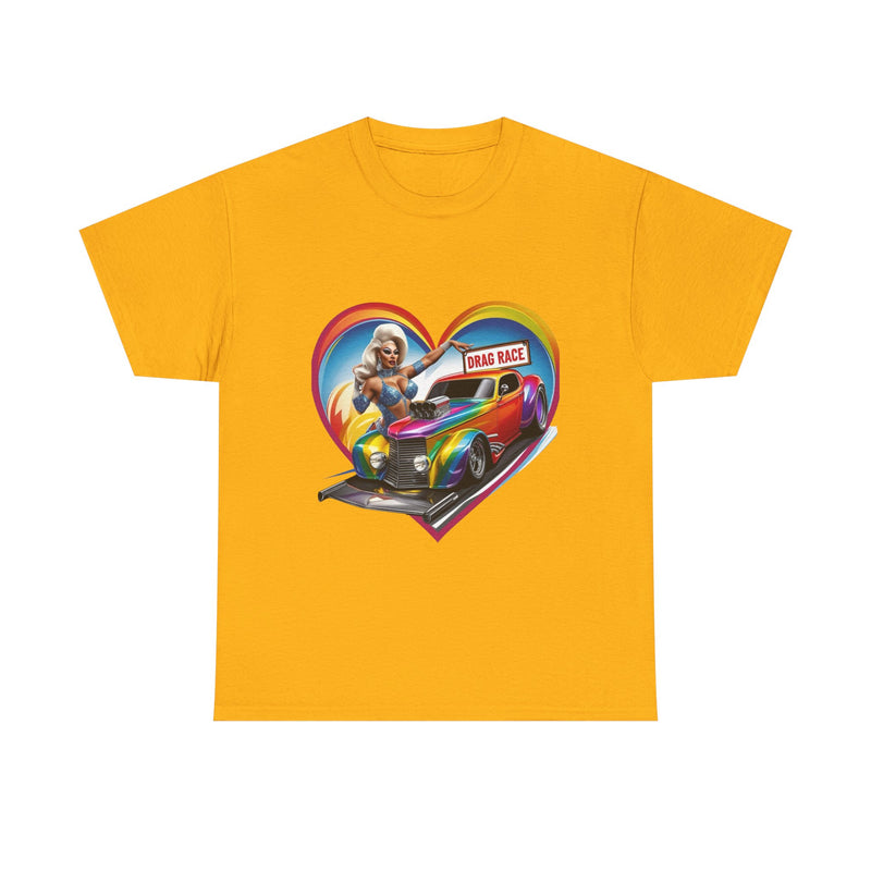 Retro Drag Race Unisex Heavy Cotton Tee, Car Lover Shirt, Vintage Auto Apparel, Gift for Him/Her, Racing Fan Clothes