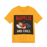 Napflix and Chill Unisex Jersey Tee, Comfortable Lounge T-Shirt, Gift for Nap Lovers, Cozy Sleep Shirt for Relaxation, Perfect for [...]