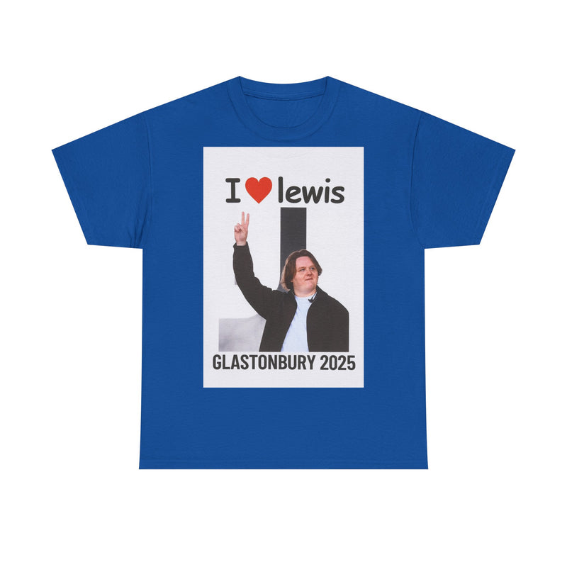 I  Lewis Glastonbury 2025 Unisex Heavy Cotton Tee | Festival Shirt, Concert Apparel, Fan Merchandise, Gift for Music Lovers, Casual Wear