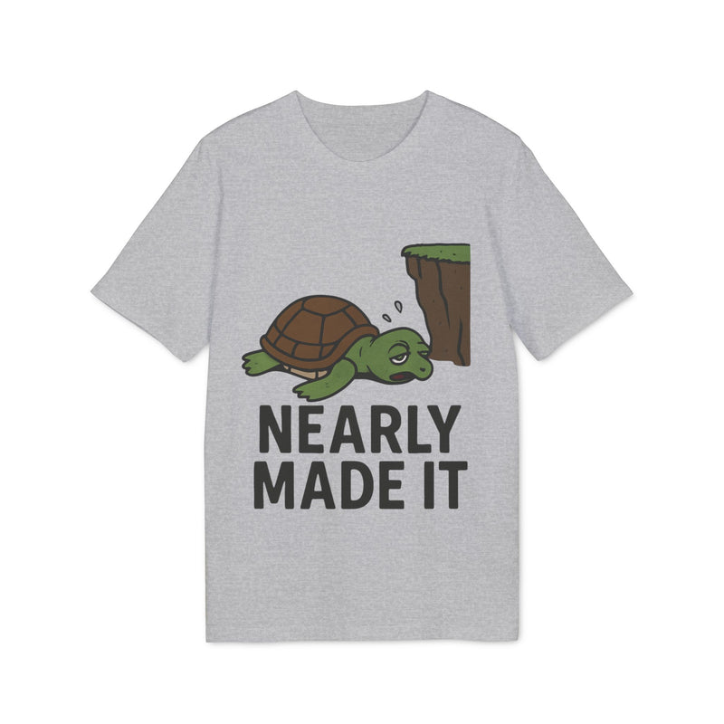 Nearly Made It Unisex T-Shirt - Cute Turtle Design, Funny Graphic Tee, Gift for Creators, Casual Wear, Motivational Apparel