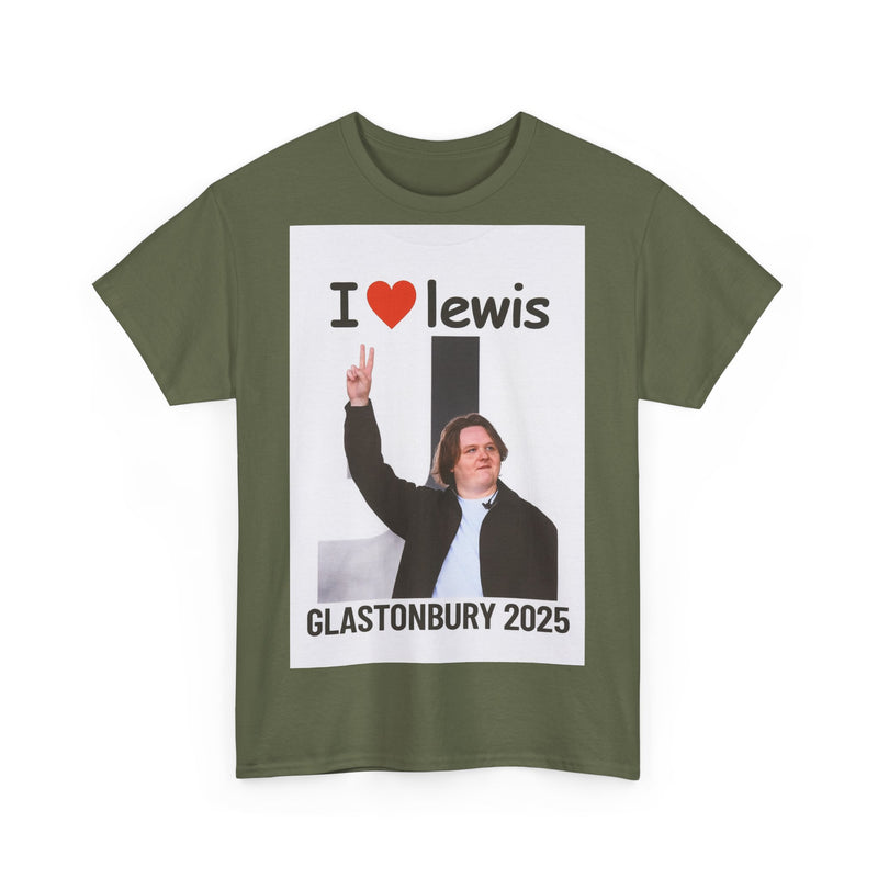 I  Lewis Glastonbury 2025 Unisex Heavy Cotton Tee | Festival Shirt, Concert Apparel, Fan Merchandise, Gift for Music Lovers, Casual Wear
