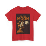 To the Moon Unisex Heavy Cotton Tee, Bitcoin Rocket Tee, Cryptocurrency Gift, Space-Themed Shirt, Fun Graphic T-Shirt