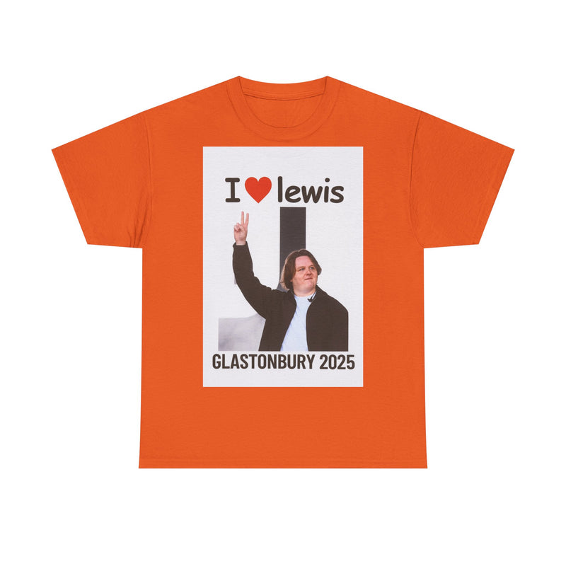 I  Lewis Glastonbury 2025 Unisex Heavy Cotton Tee | Festival Shirt, Concert Apparel, Fan Merchandise, Gift for Music Lovers, Casual Wear