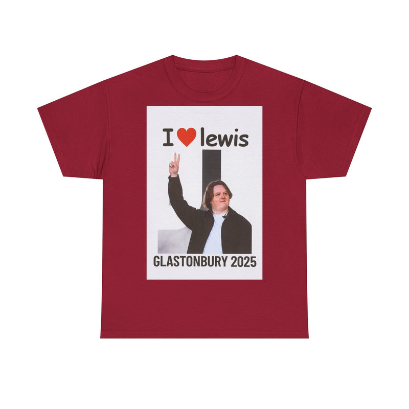 I  Lewis Glastonbury 2025 Unisex Heavy Cotton Tee | Festival Shirt, Concert Apparel, Fan Merchandise, Gift for Music Lovers, Casual Wear