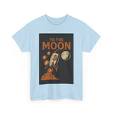 To the Moon Unisex Heavy Cotton Tee, Bitcoin Rocket Tee, Cryptocurrency Gift, Space-Themed Shirt, Fun Graphic T-Shirt