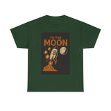 To the Moon Unisex Heavy Cotton Tee, Bitcoin Rocket Tee, Cryptocurrency Gift, Space-Themed Shirt, Fun Graphic T-Shirt