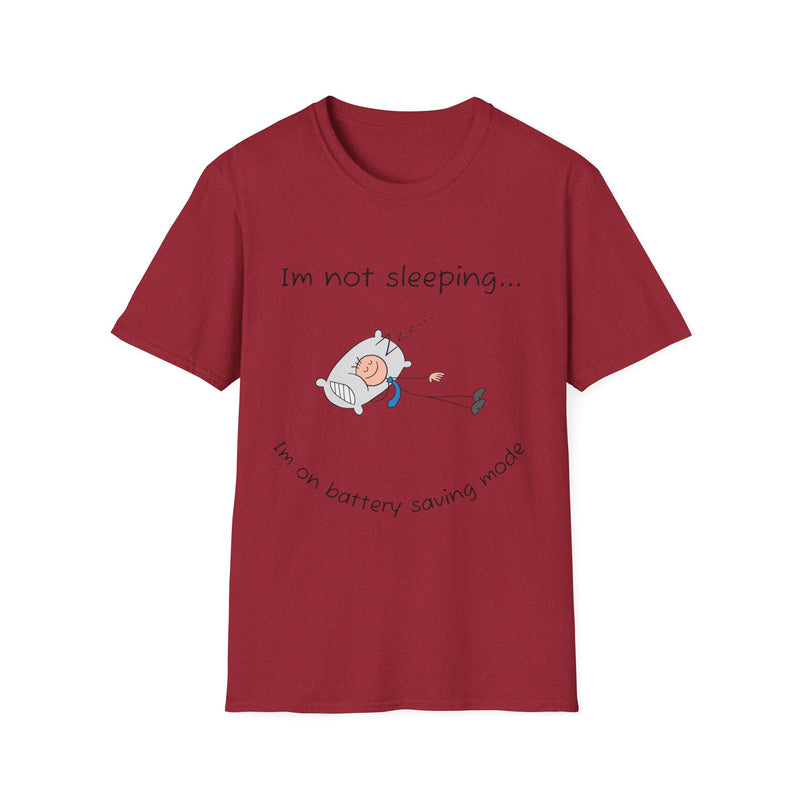 Funny Battery Saving Mode T-Shirt, Unisex Humor Tee, Gift for Friends, Sleepy Shirt, Casual Wear, Unique Graphic Tee