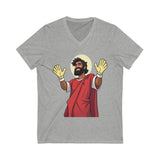 Funny Religious T-Shirt, Unisex V-Neck Tee, Casual Everyday Wear, Great for Gifts, Holiday Celebrations, Christian Humor