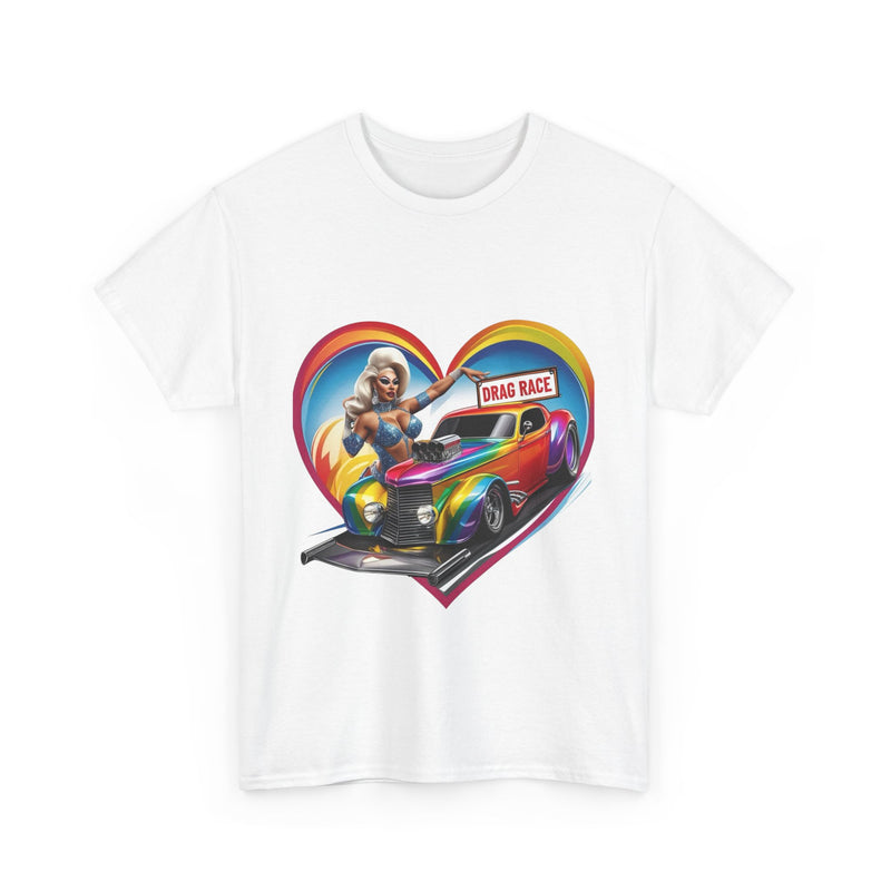 Retro Drag Race Unisex Heavy Cotton Tee, Car Lover Shirt, Vintage Auto Apparel, Gift for Him/Her, Racing Fan Clothes