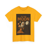 To the Moon Unisex Heavy Cotton Tee, Bitcoin Rocket Tee, Cryptocurrency Gift, Space-Themed Shirt, Fun Graphic T-Shirt