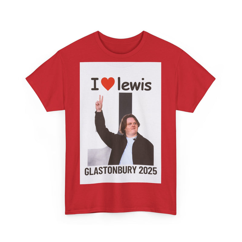 I  Lewis Glastonbury 2025 Unisex Heavy Cotton Tee | Festival Shirt, Concert Apparel, Fan Merchandise, Gift for Music Lovers, Casual Wear