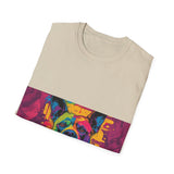 Colorful Dog Art Unisex Softstyle T-Shirt, Pet Lover Gift, Casual Wear, Unique Animal Tee, Vibrant Graphic T-Shirt